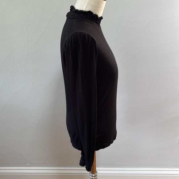 (United Colors of Benetton) black ruffle neck shirt - Picture 4 of 6